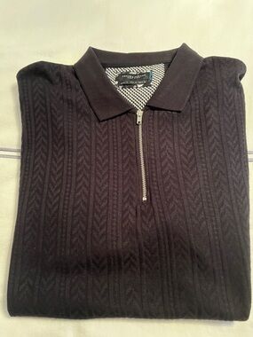 Men's Black Zip-Front Polo Sweater